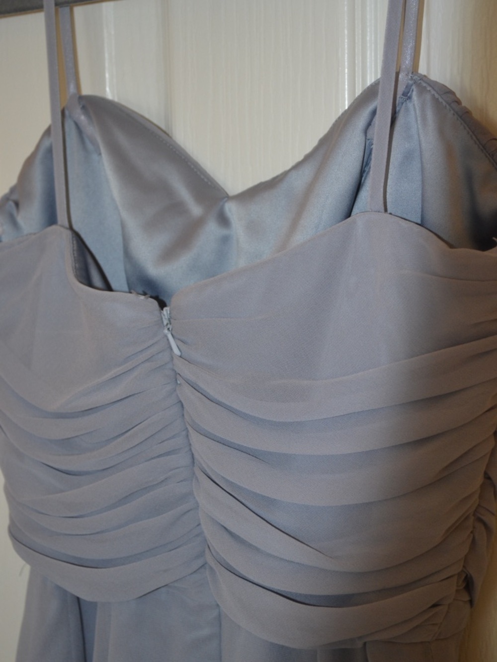 Dessy Collection Style 2895 Light Gray Strapless Chiffon Gown with Ruffle Detail - Picture 3 of 12